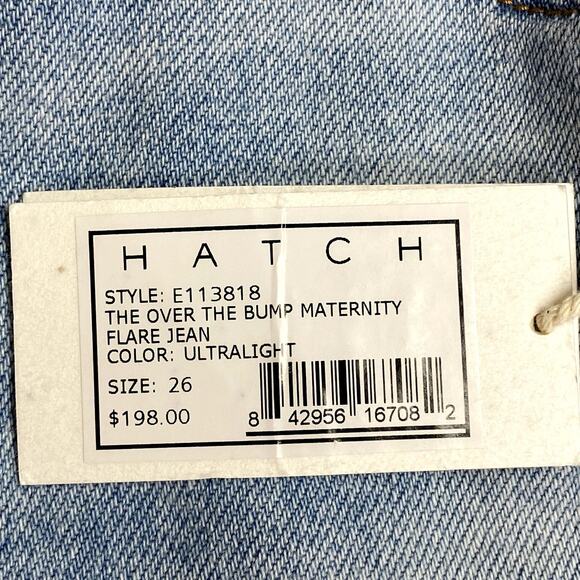 HATCH Over the Bump Maternity Flare Jeans Light Wash Stretch Distressed Size 26 - Picture 11 of 12